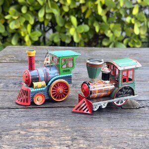 Vintage 1989 & 1998 Hallmark Train 25TH Anniversary Ornament "TIN LOCOMOTIVE"